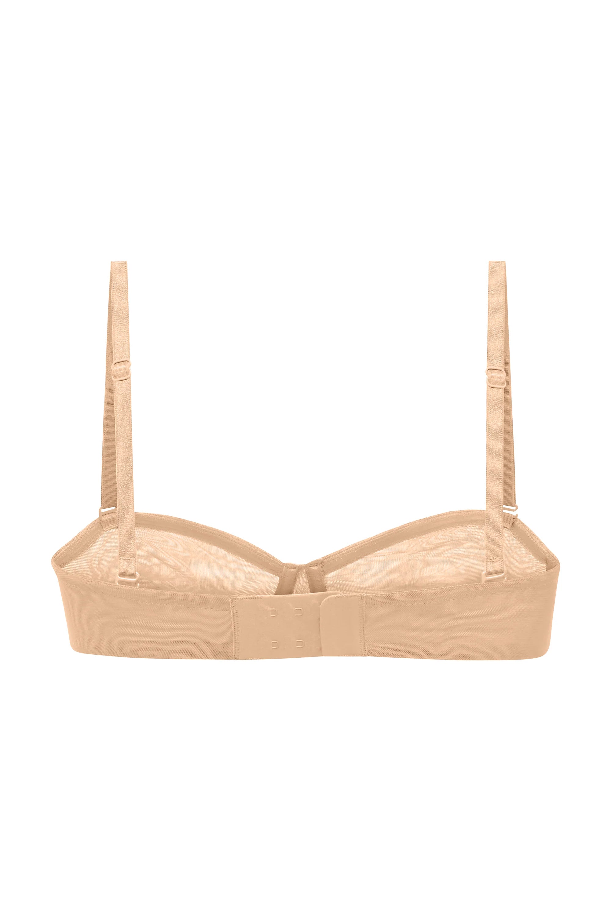 Reggiseno senza spalline in morbida rete in beige