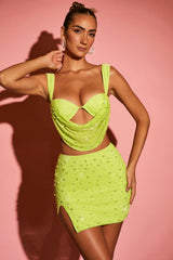 Top corto con scollo profondo color lime