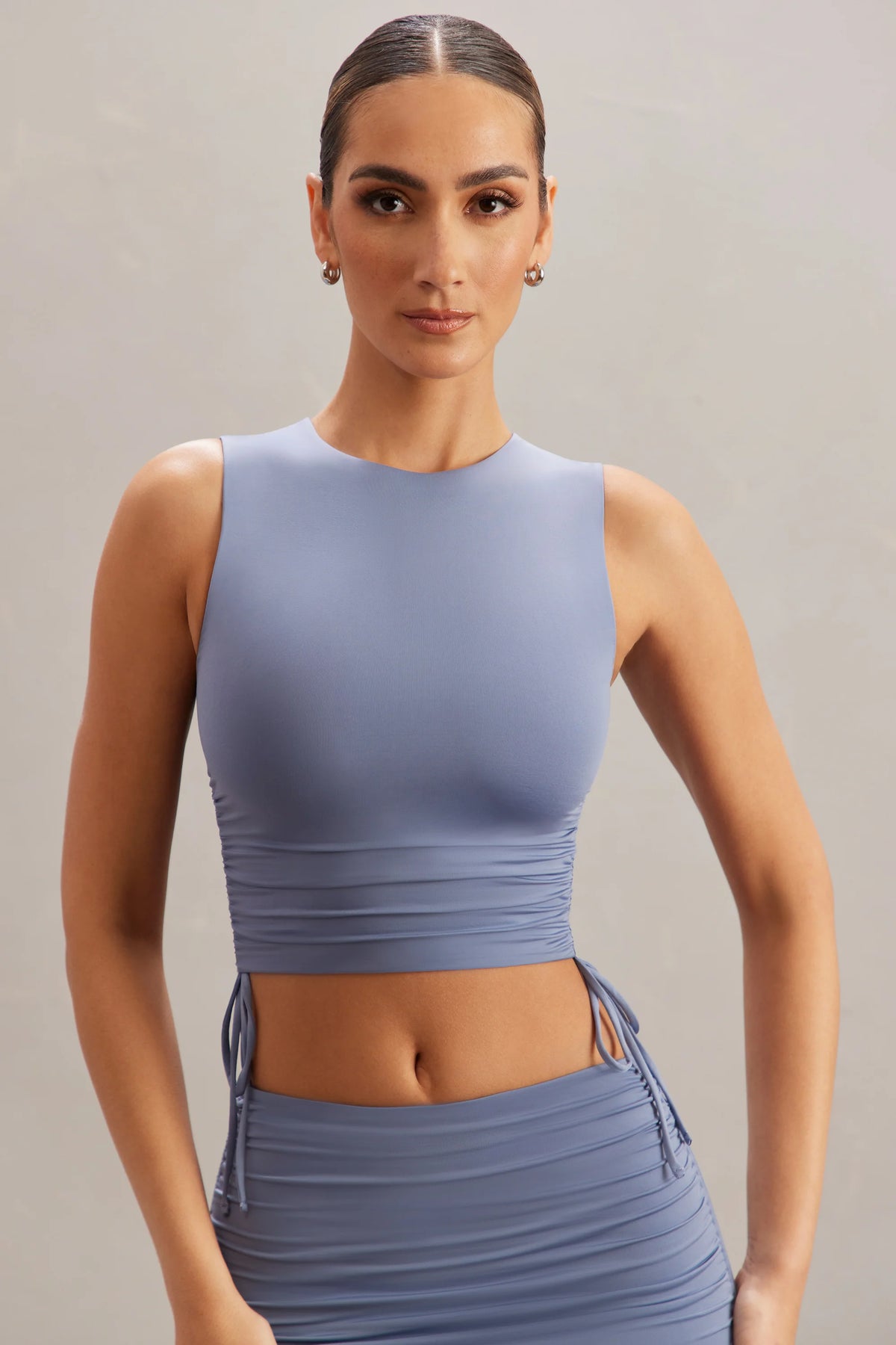 Gerüschtes Tanktop in Blau