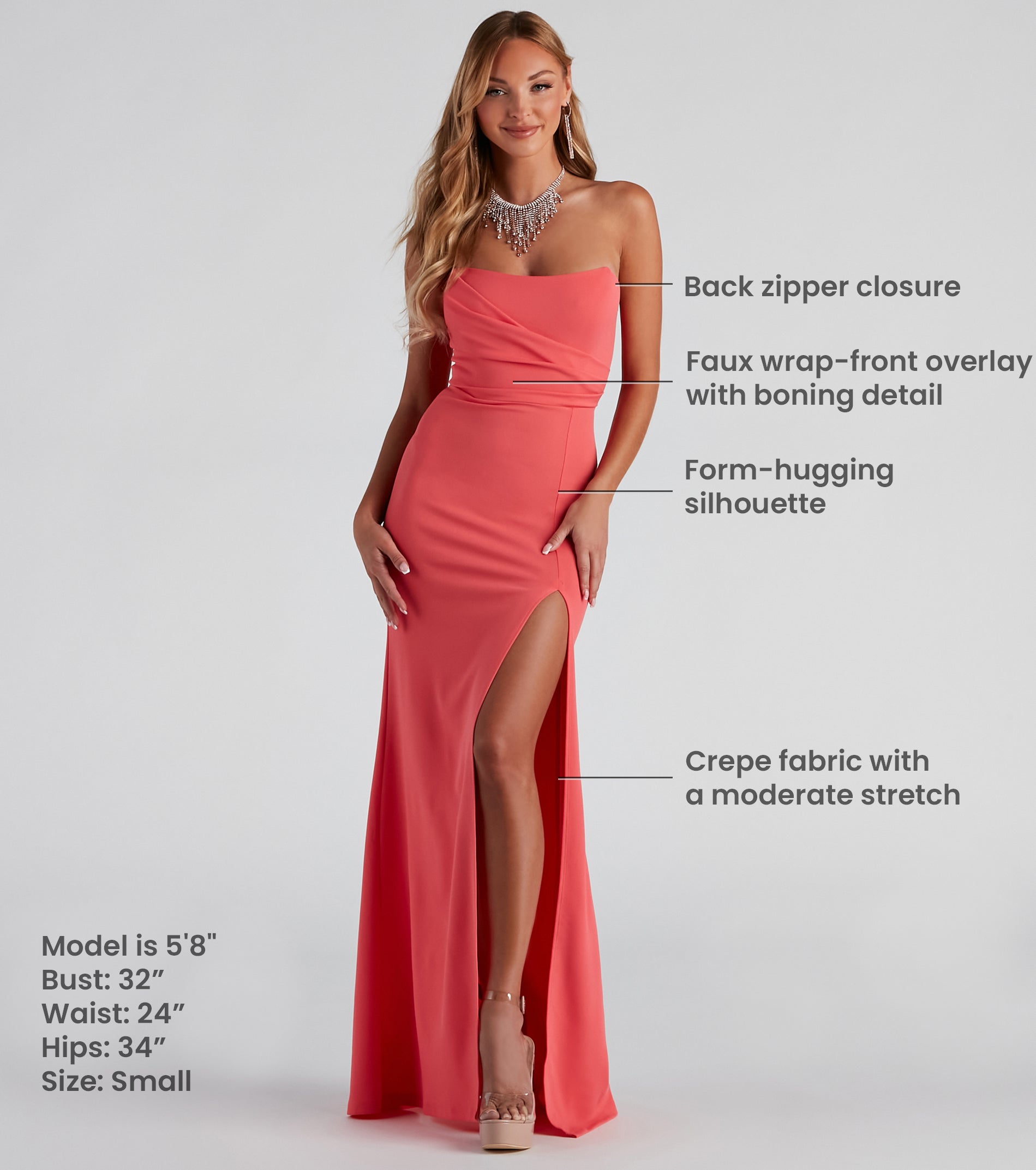 Kaia Strapless High Slit Formal Dress