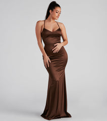 Marsha Formal Satin Tie Back Dress creates the perfect summer wedding guest dress or cocktail party dresss with stylish details in the latest trends for 2023!