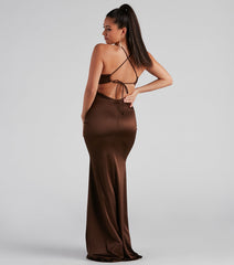 Marsha Formal Satin Tie Back Dress creates the perfect summer wedding guest dress or cocktail party dresss with stylish details in the latest trends for 2023!