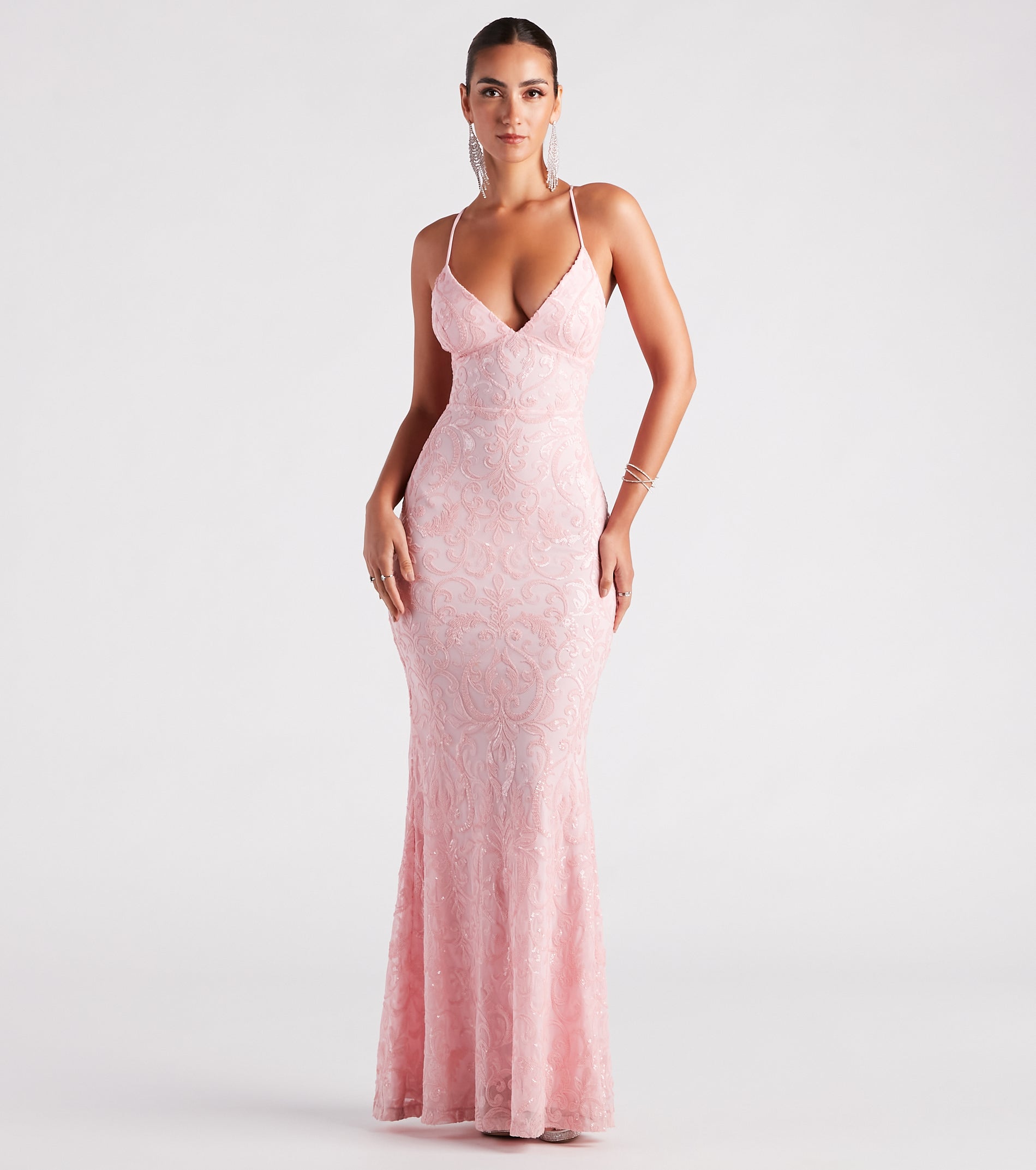 Bethanie Formal Sequin V-Neck Mermaid Dress provides a stylish summer wedding guest dress, the perfect dress for graduation, or a cocktail party look in the latest trends for 2024!