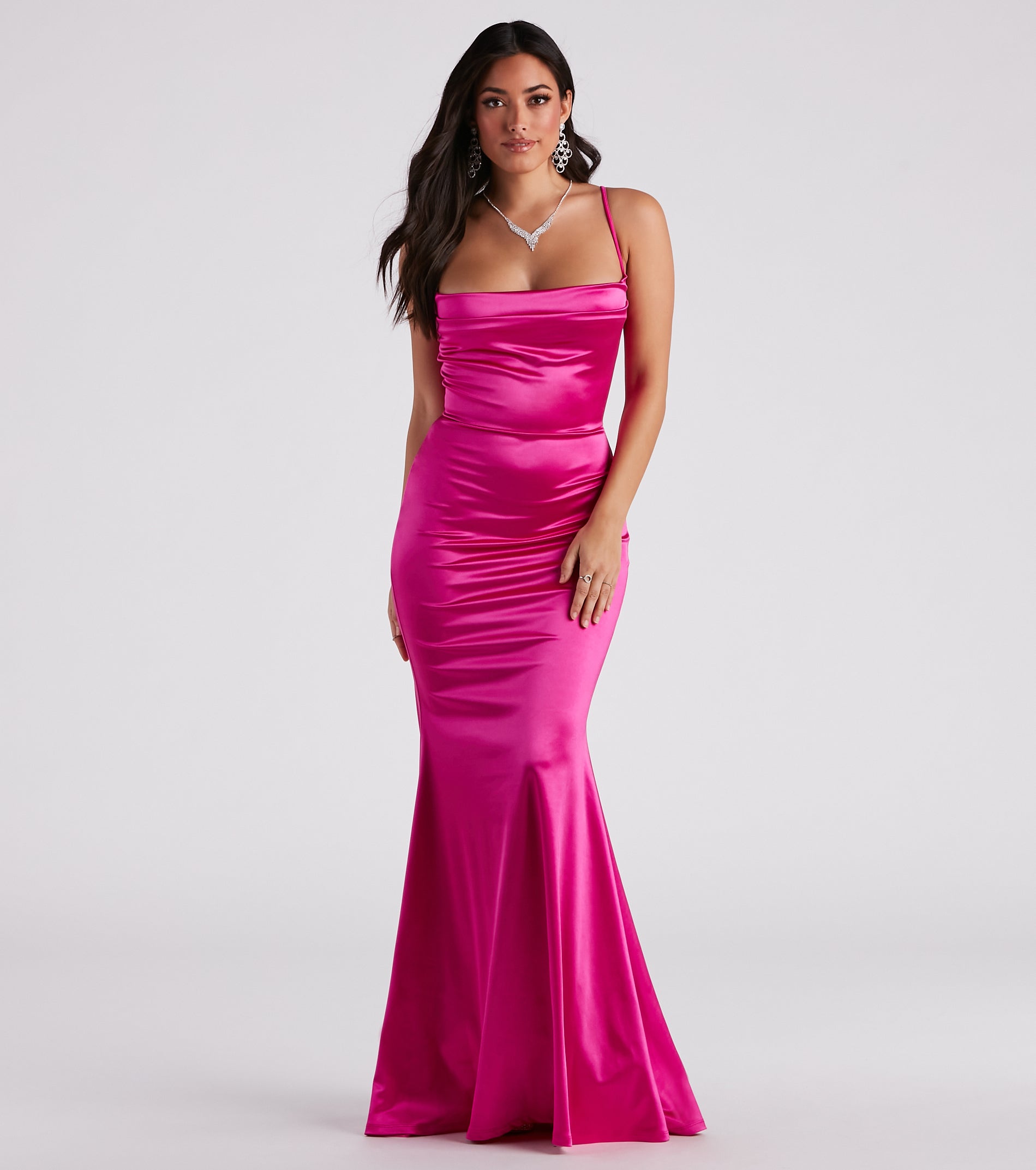 Nahla Formal Satin Mermaid Dress is the perfect prom dress pick with on-trend details to make the 2024 dance your most memorable event yet!