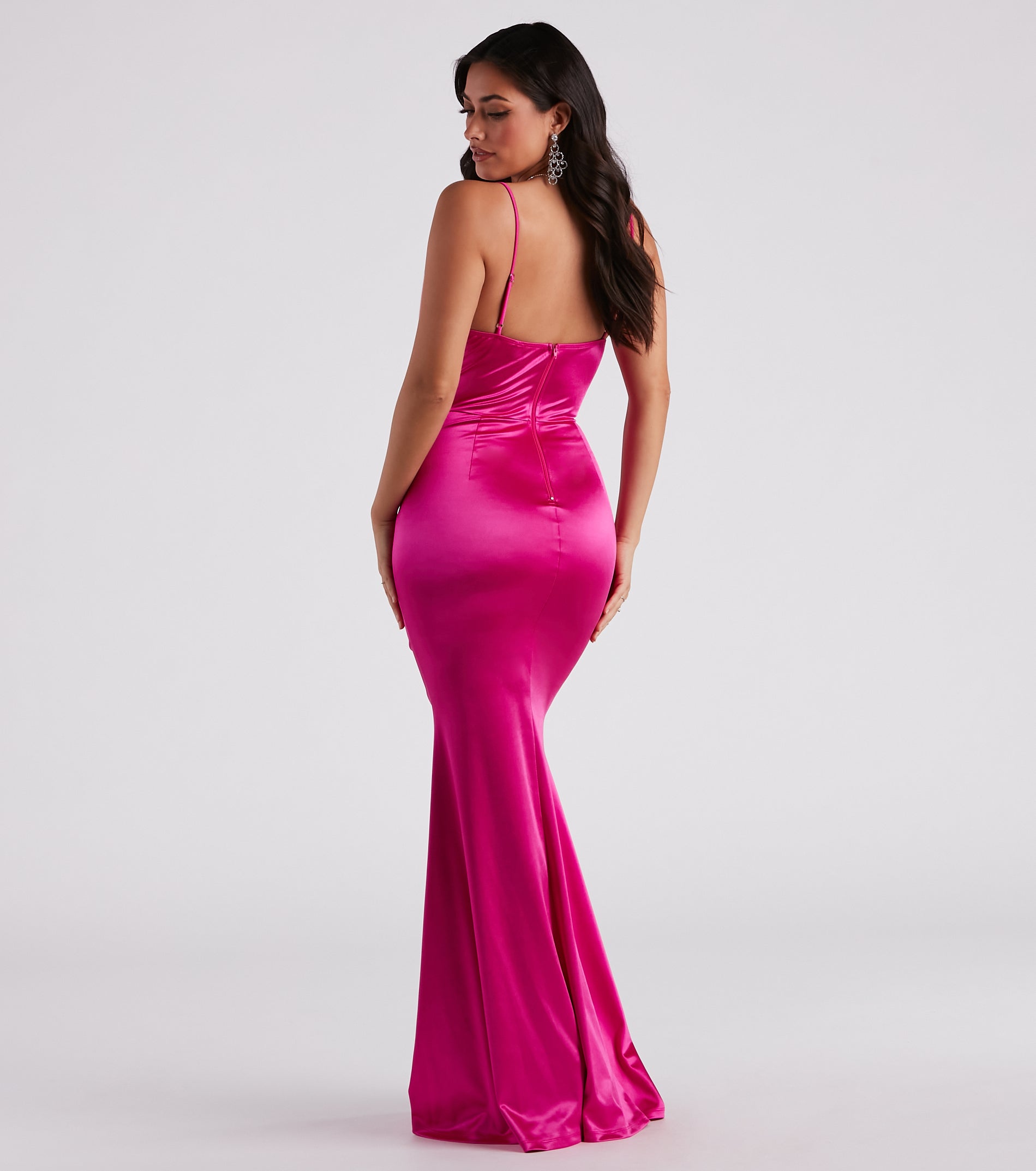 You'll be the best dressed in the Nahla Formal Satin Mermaid Dress as your summer formal dress with unique details from Windsor.