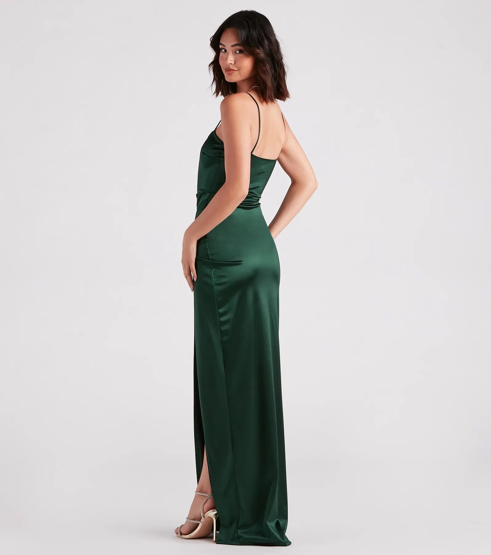 Mayra Formal Satin Slit Long Dress