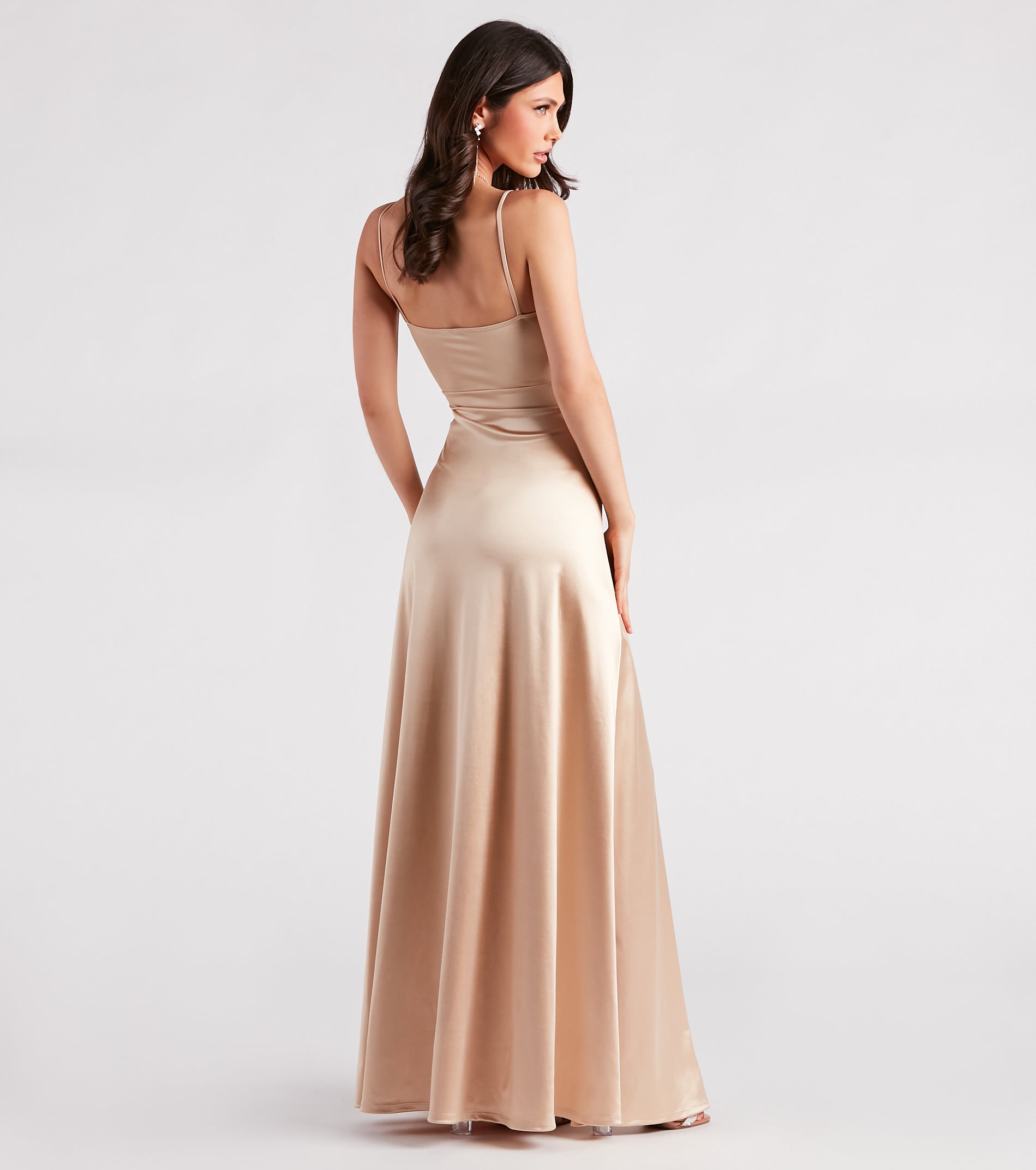 Marissa Formal Satin Cowl Neck Dress