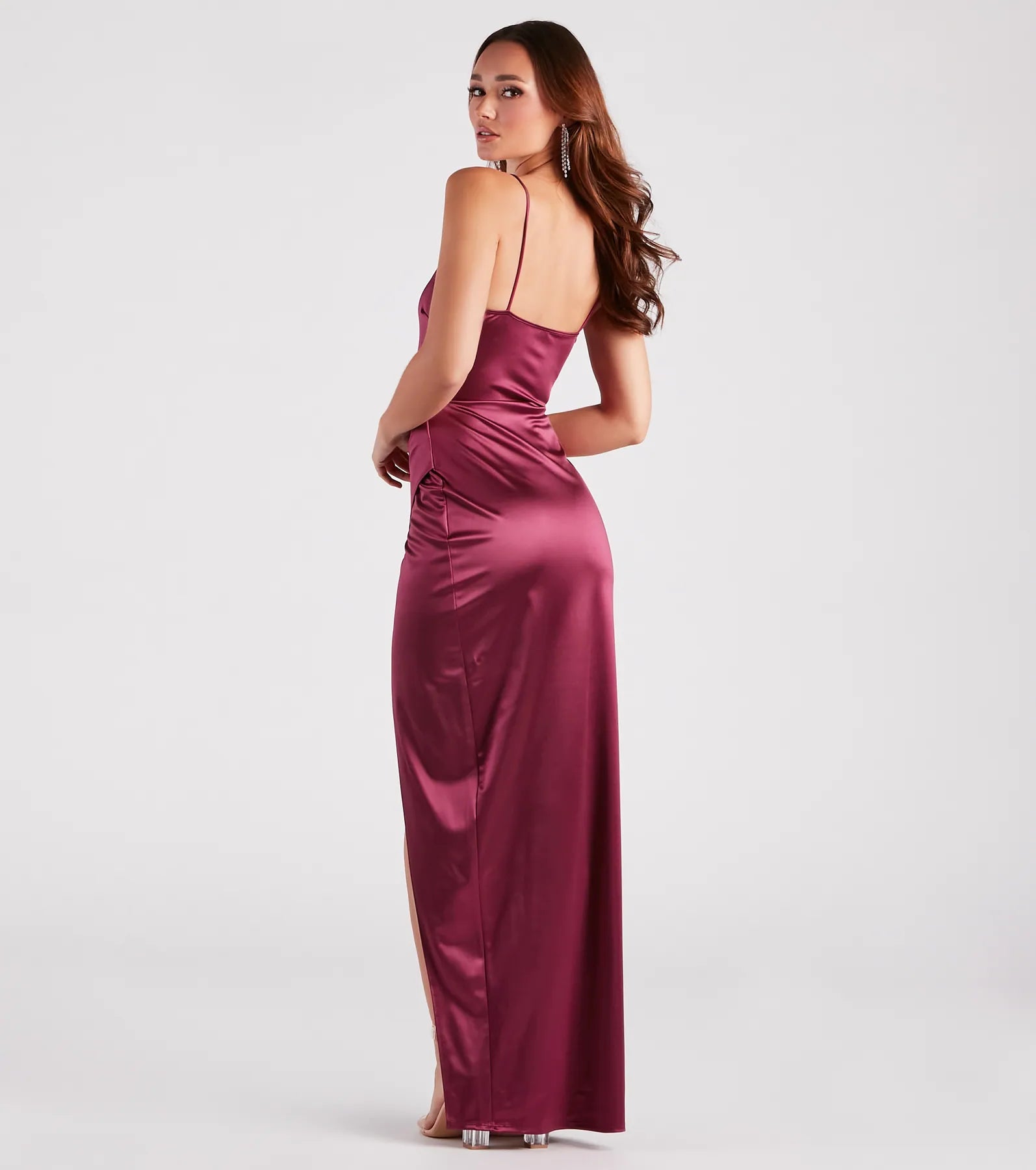 Mayra Formal Satin Slit Long Dress