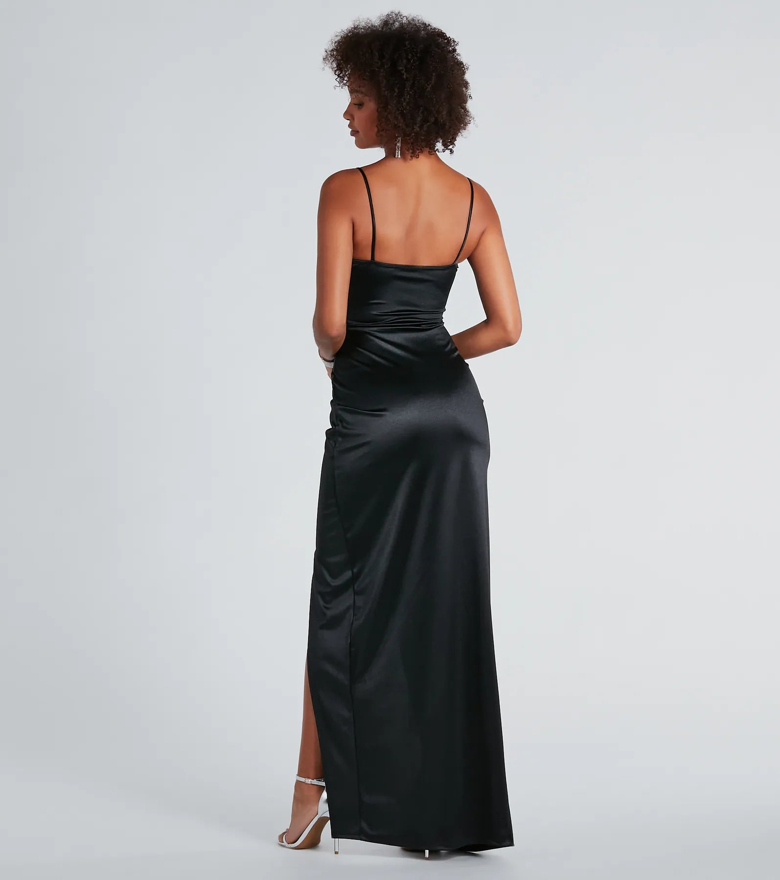 Mayra Formal Satin Slit Long Dress