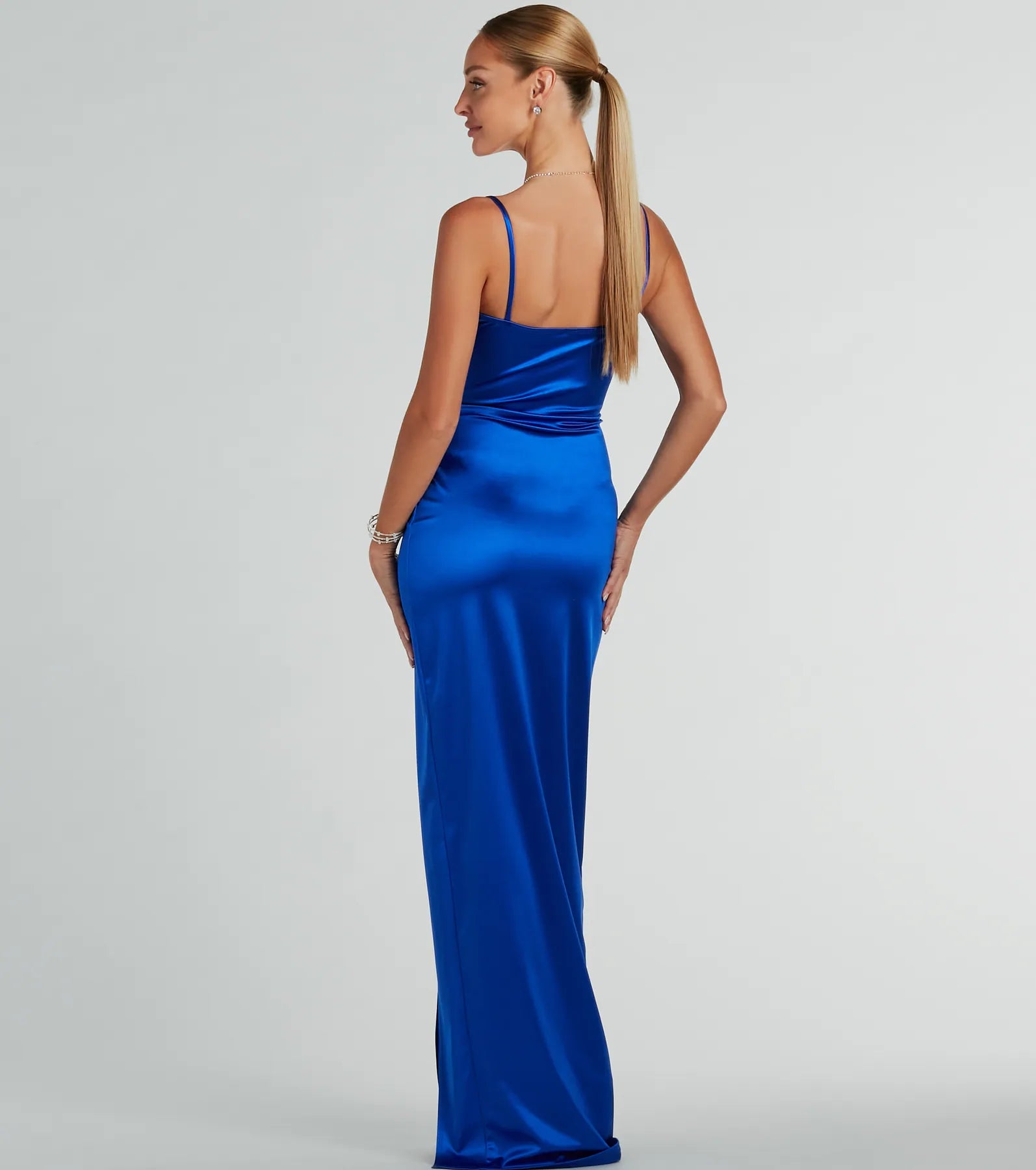 Mayra Formal Satin Slit Long Dress