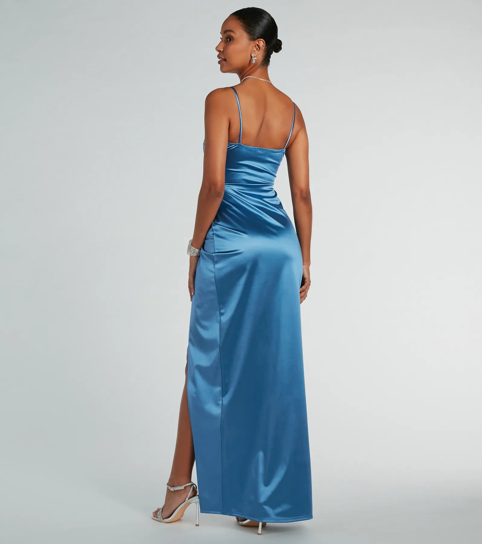 Mayra Formal Satin Slit Long Dress