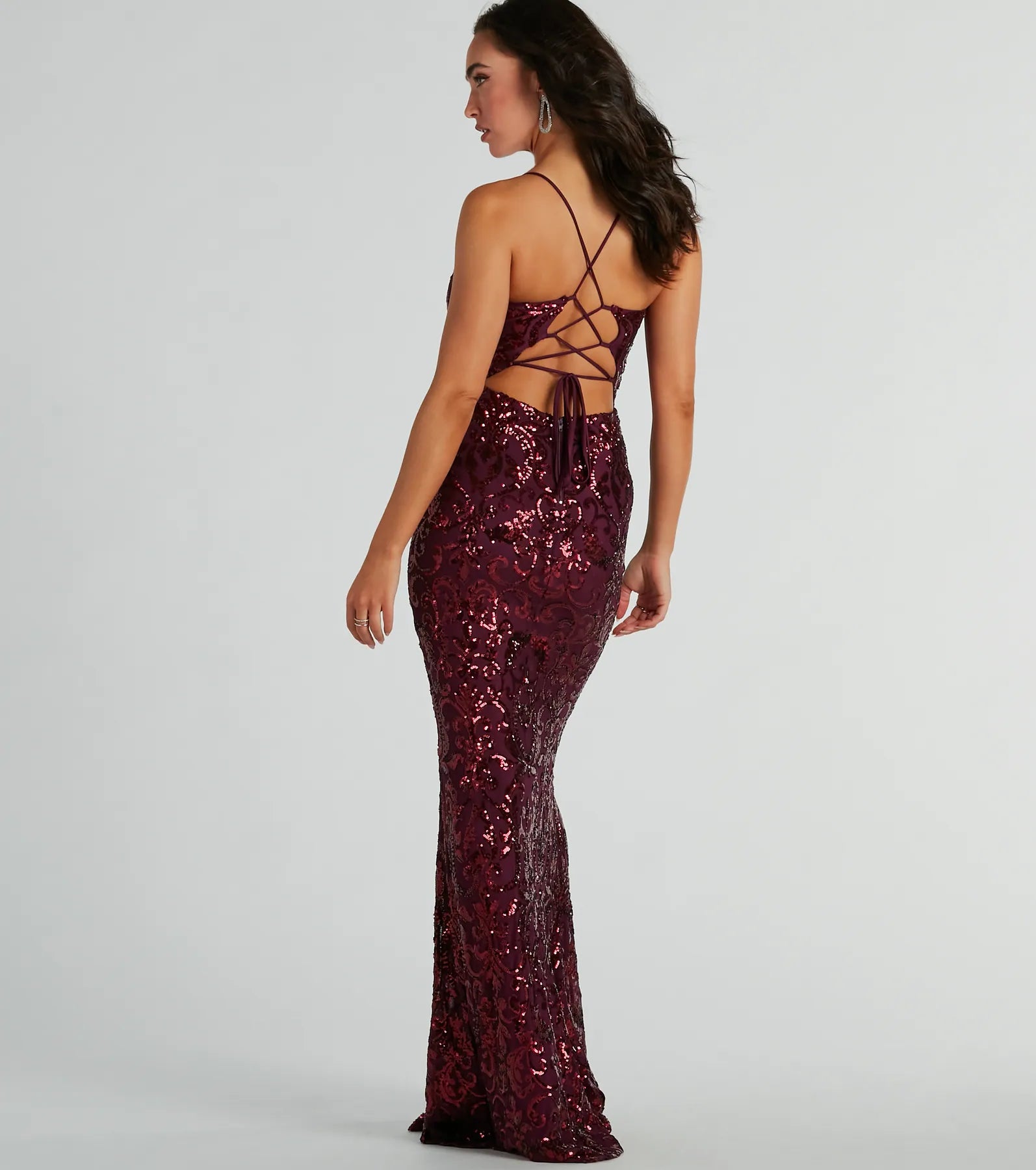 The Bethanie Formal Sequin V-Neck Mermaid Dress as your wedding guest dress with a stylish neckline and/or sleeves and elevated details on the back and front will make you the best dressed at any event!