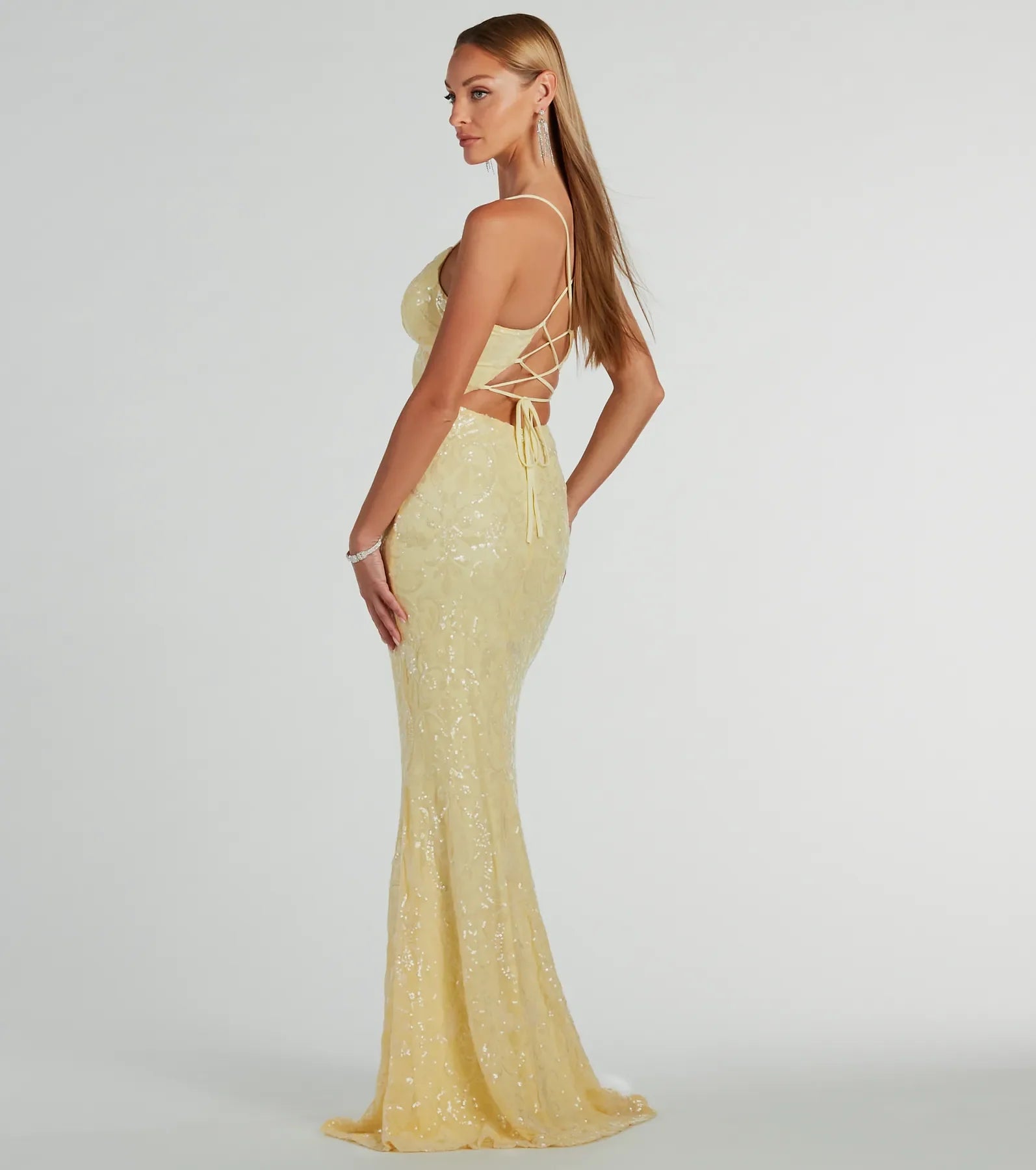 The Bethanie Formal Sequin V-Neck Mermaid Dress as your wedding guest dress with a stylish neckline and/or sleeves and elevated details on the back and front will make you the best dressed at any event!