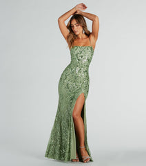 Jillian Formal Sequin Slit Mermaid Long Dress is a stunning choice for a bridesmaid dress or maid of honor dress, and to feel beautiful at Homecoming 2024, summer weddings, formals, & military balls!