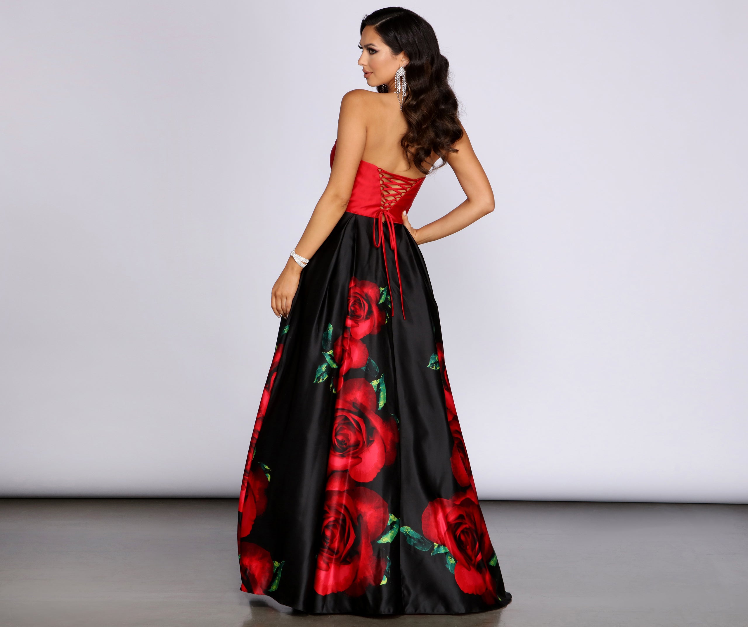 Macie Strapless Rose Ball Gown is a stunning choice for a bridesmaid dress or maid of honor dress, and to feel beautiful at Prom 2023, spring weddings, formals, & military balls!