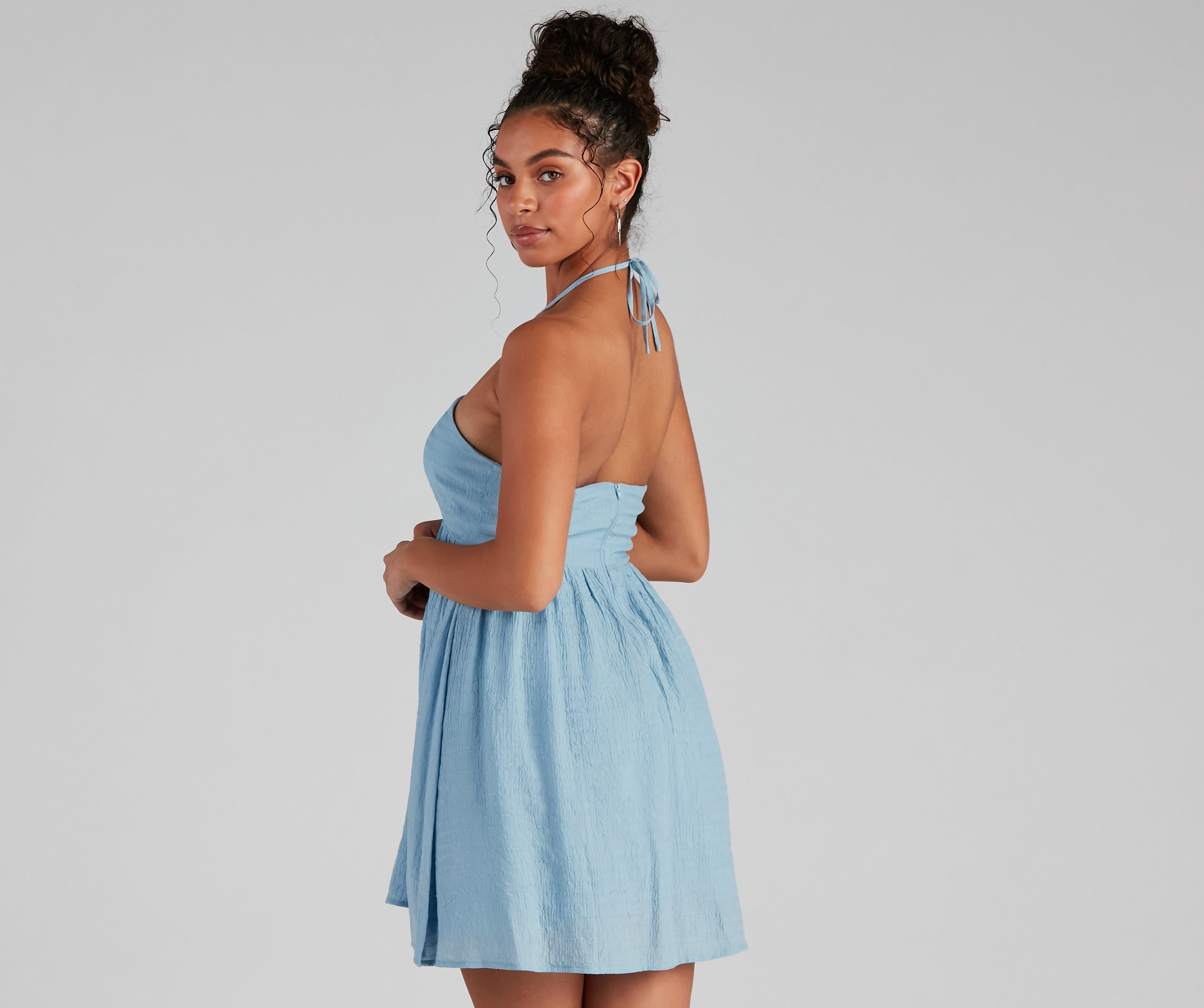 Feel The Sun Halter Sweetheart Skater Dress