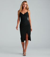 Simply Stylish Wrap-Front Midi Dress creates spring wedding guest dress with stylish details, the perfect midi dress for graduation, or for a cocktail party look in the latest midi-length trends for 2024!