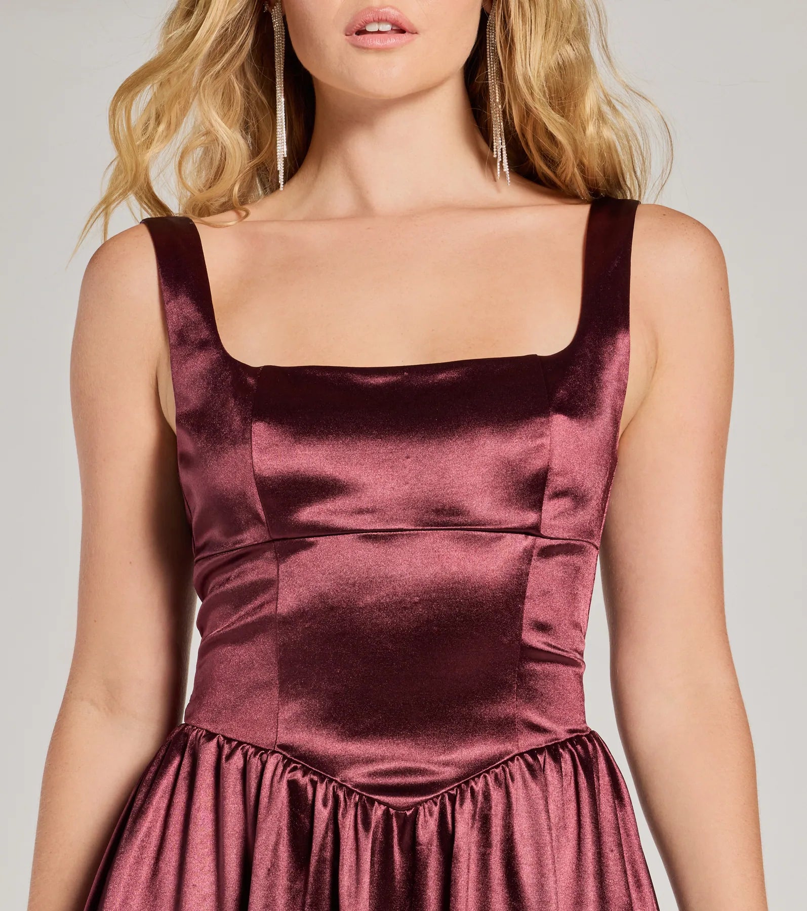 Captivating Charm Sleeveless Tie Back Satin Skater Dress