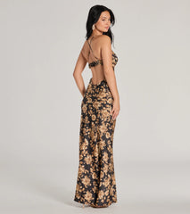 Gorgeous Bloom Floral Satin Maxi Dress