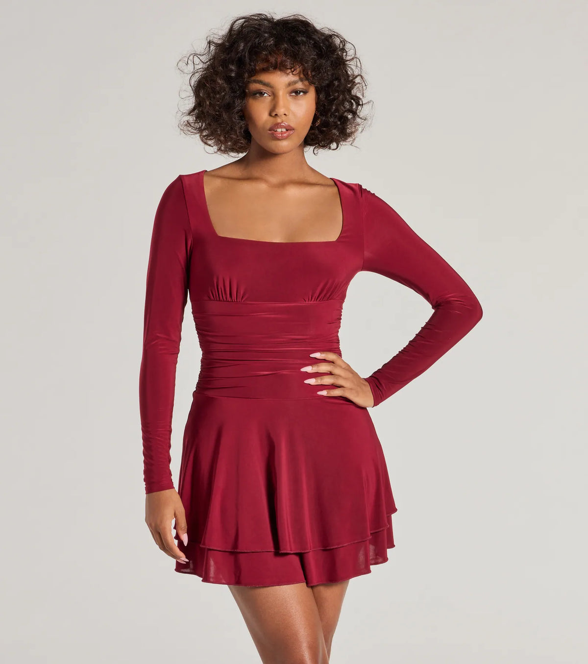 Forever Sweet Long Sleeve Drop Waist Skater Dress