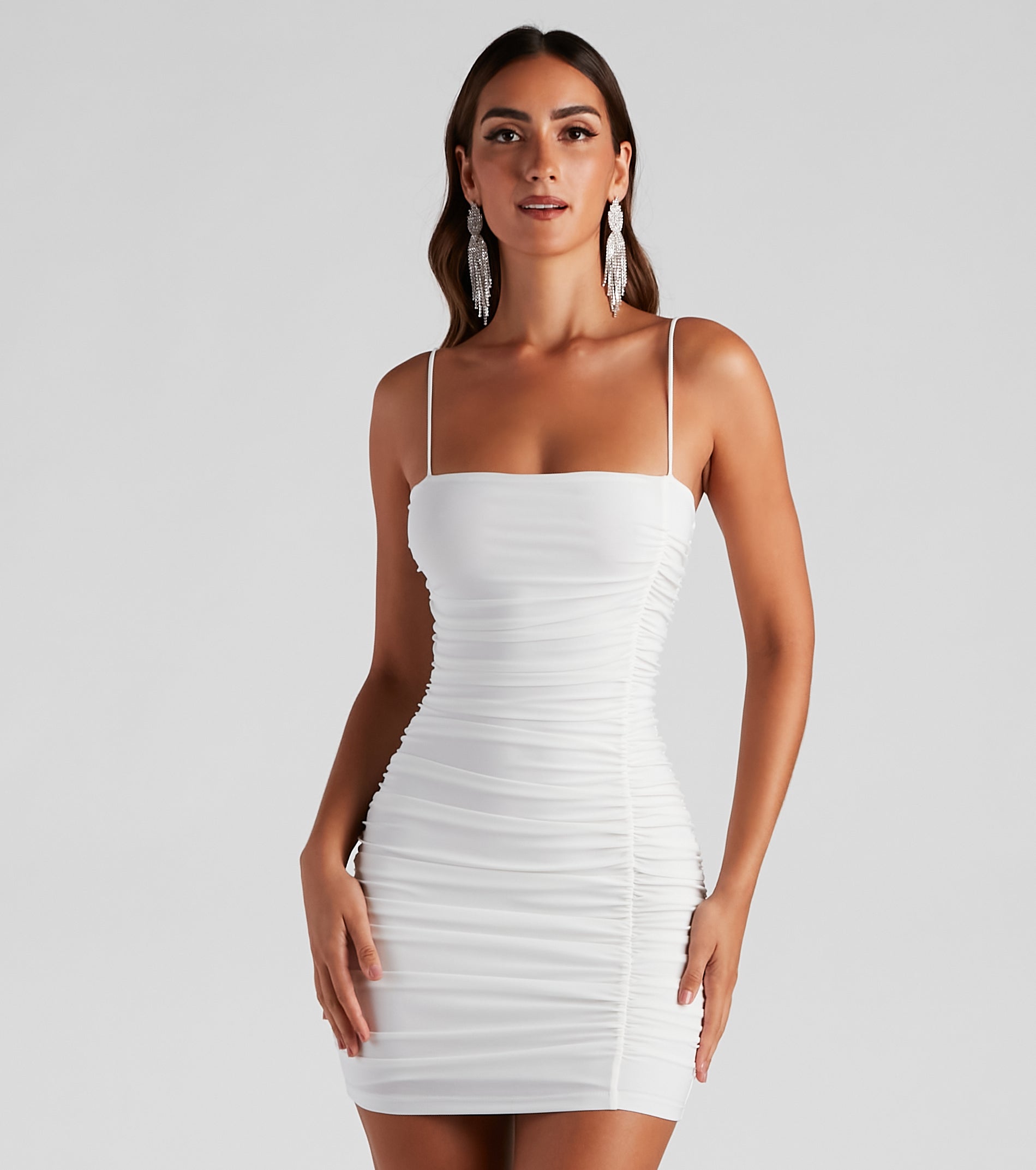 Level Up Ruched Mini Dress as your 2024 graduation dress will help you be ready to celebrate and feel stylish at your commencement ceremony or grad party!