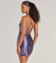 Glitzy Mood Glitter Satin Lace-Up Mini Dress