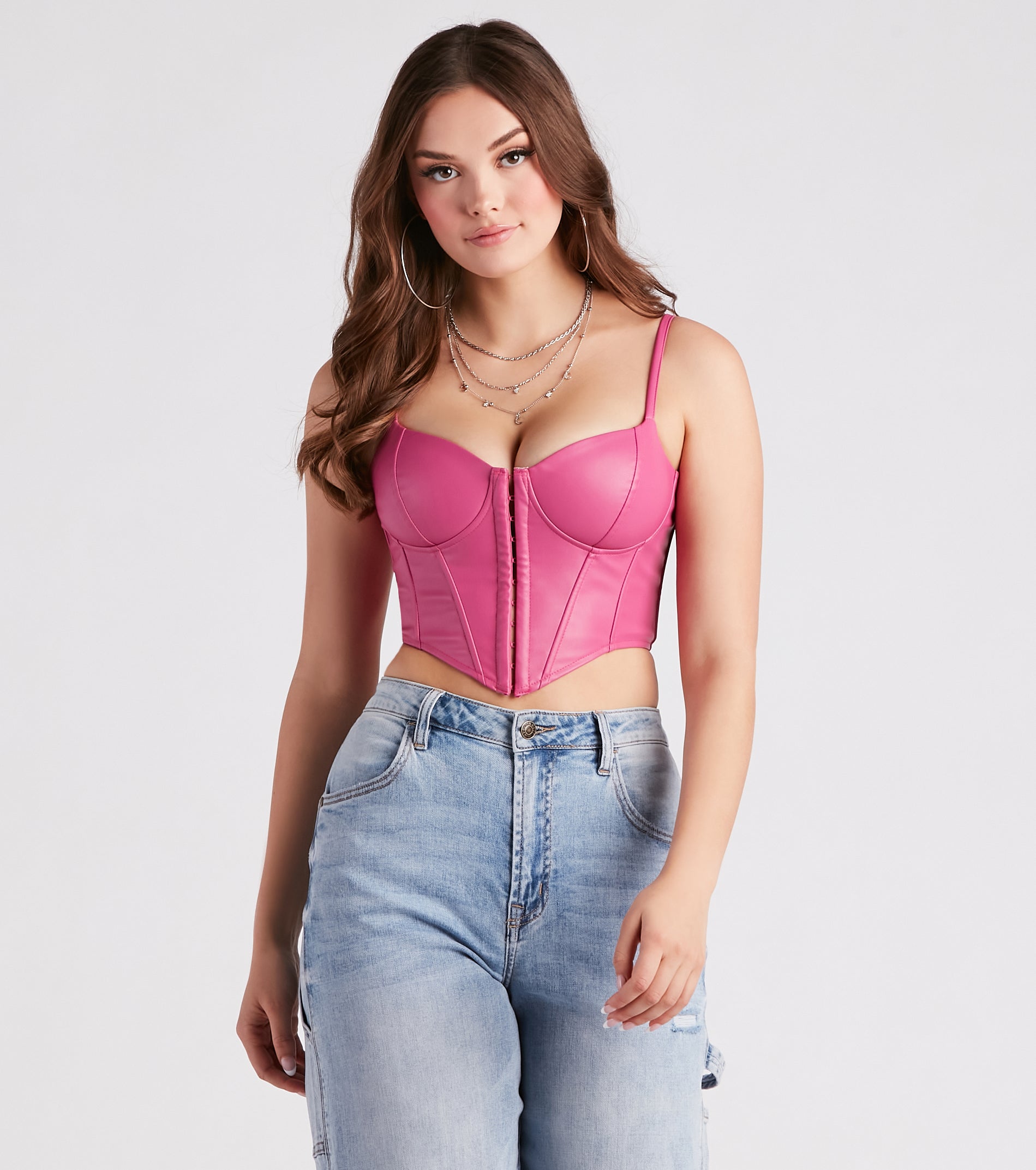 With fun and flirty details, Bold Moment Faux Leather Corset Top shows off your unique style for a trendy outfit for the summer season!