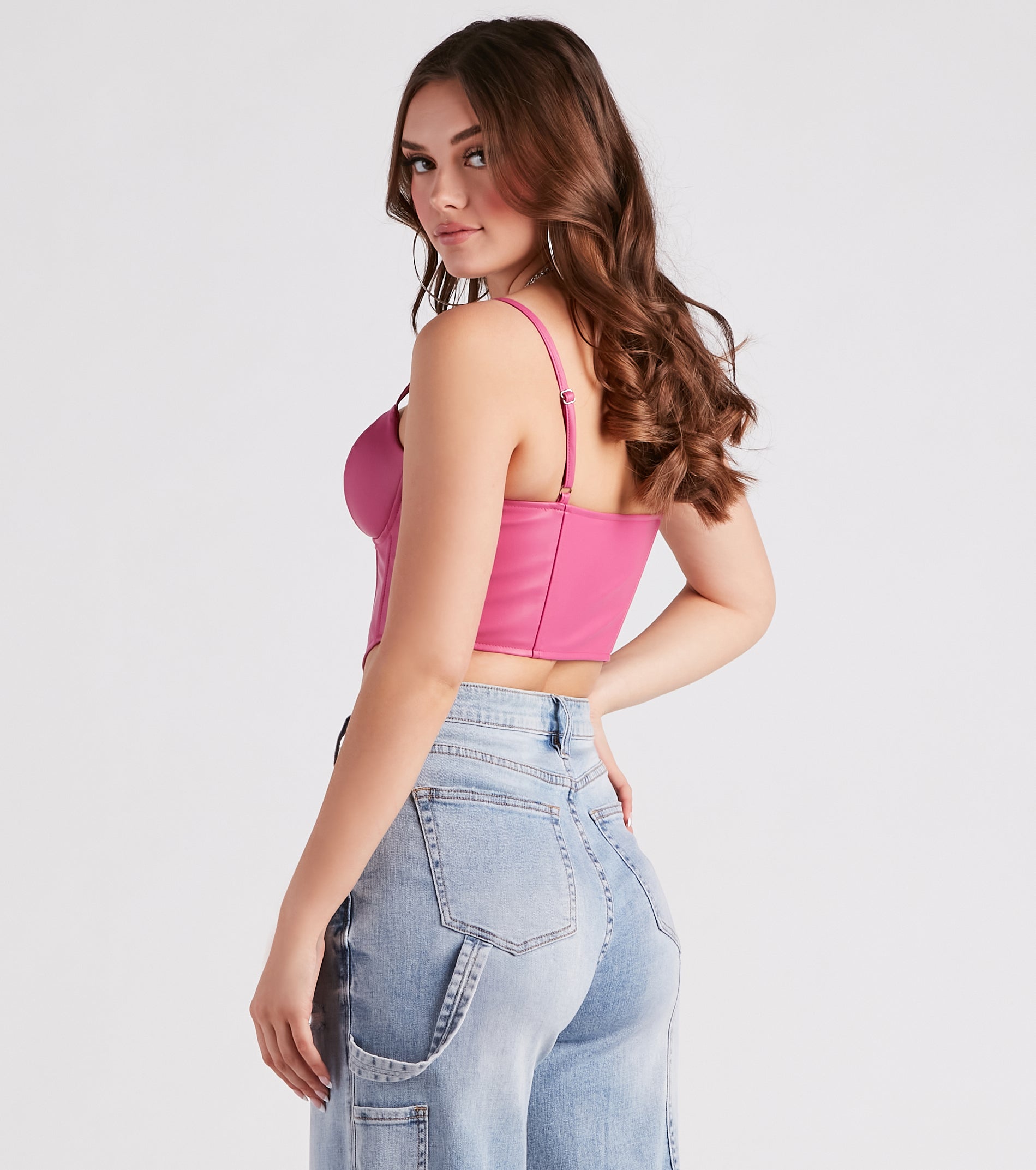 The waist-defining bodice style of the Bold Moment Faux Leather Corset Top is perfect for making a statement with your outfit and provides the boning, molded cups, or lace-up details that capture the corset trend.