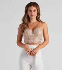 With fun and flirty details, the Reigning Lace Bustier Top shows off your unique style for a trendy outfit for summer!