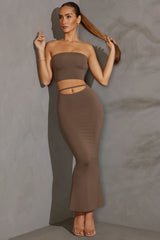 Cut Out Maxi Skirt in Taupe