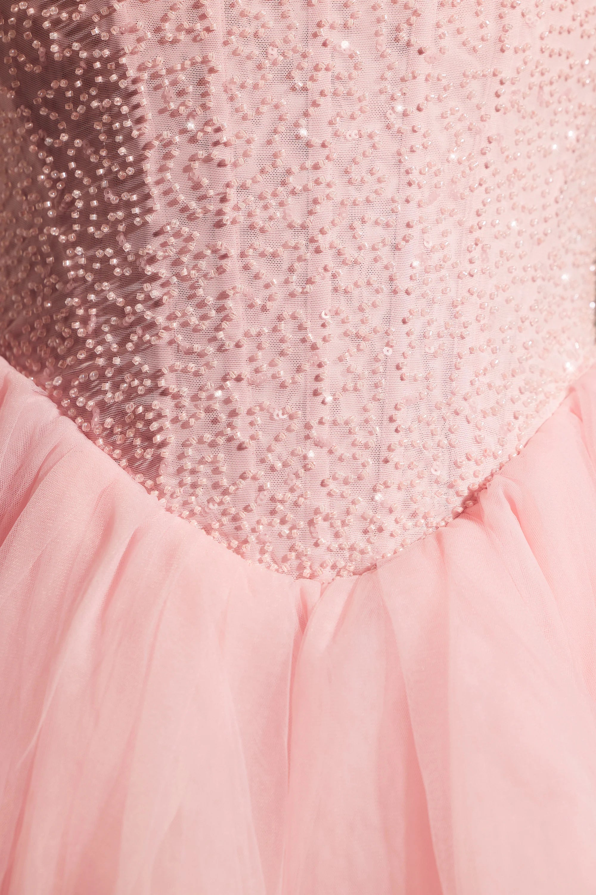 Verziertes Minikleid mit Korsett-Tüllrock in Blush