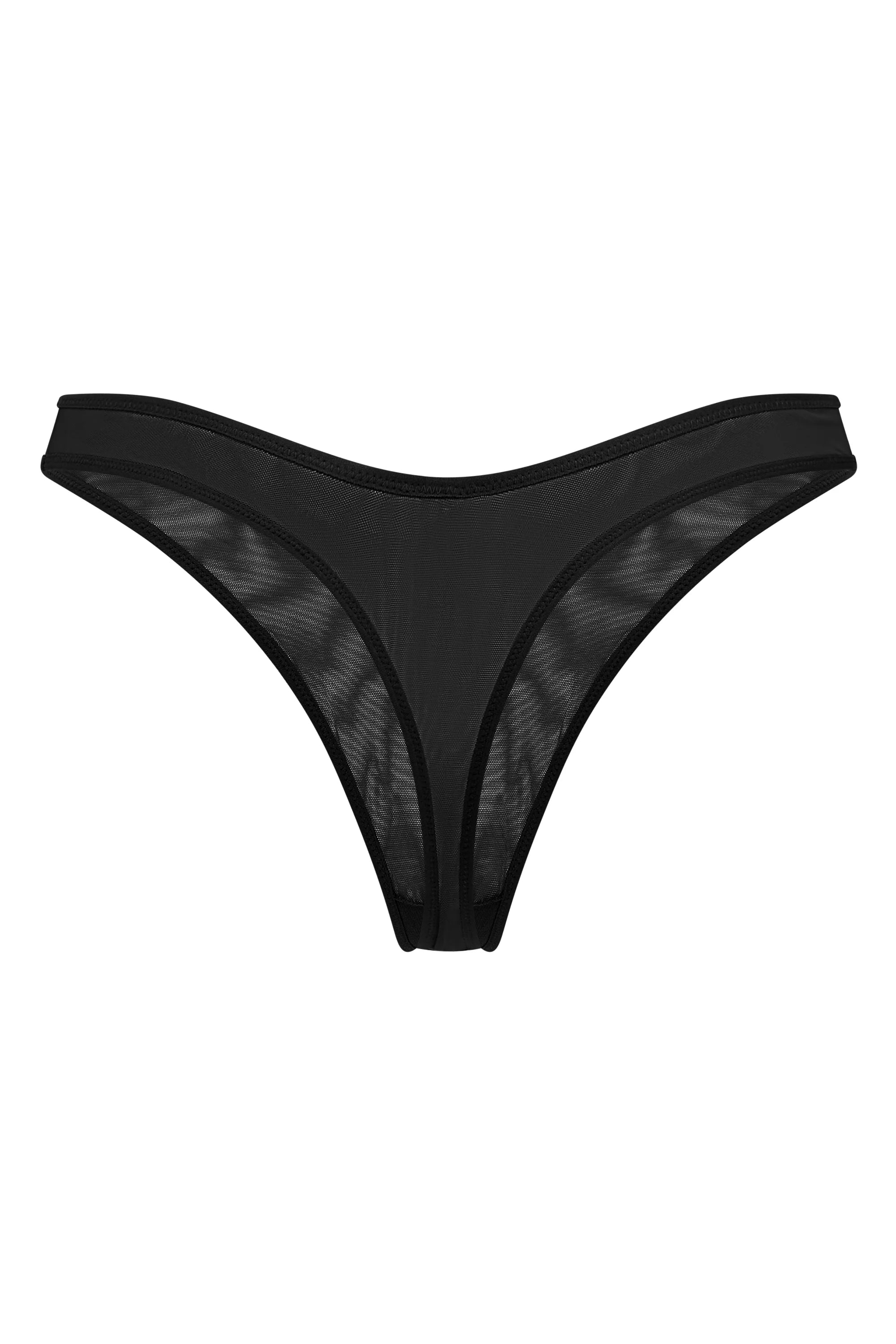 Weicher Mesh-Tanga in Schwarz