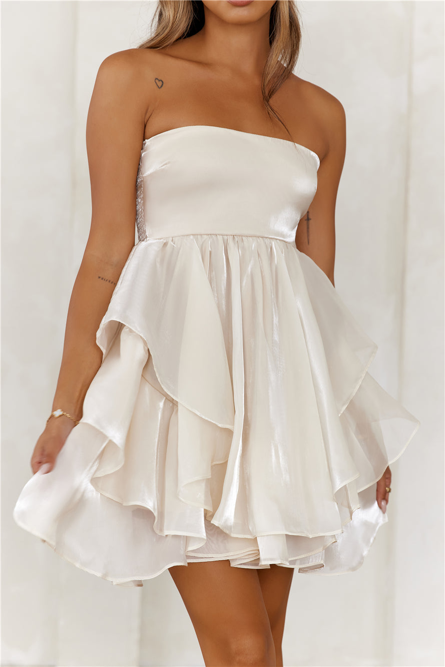 Masquerade Ball Strapless Mini Dress Ivory