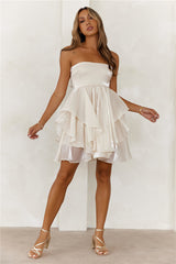 Masquerade Ball Strapless Mini Dress Ivory