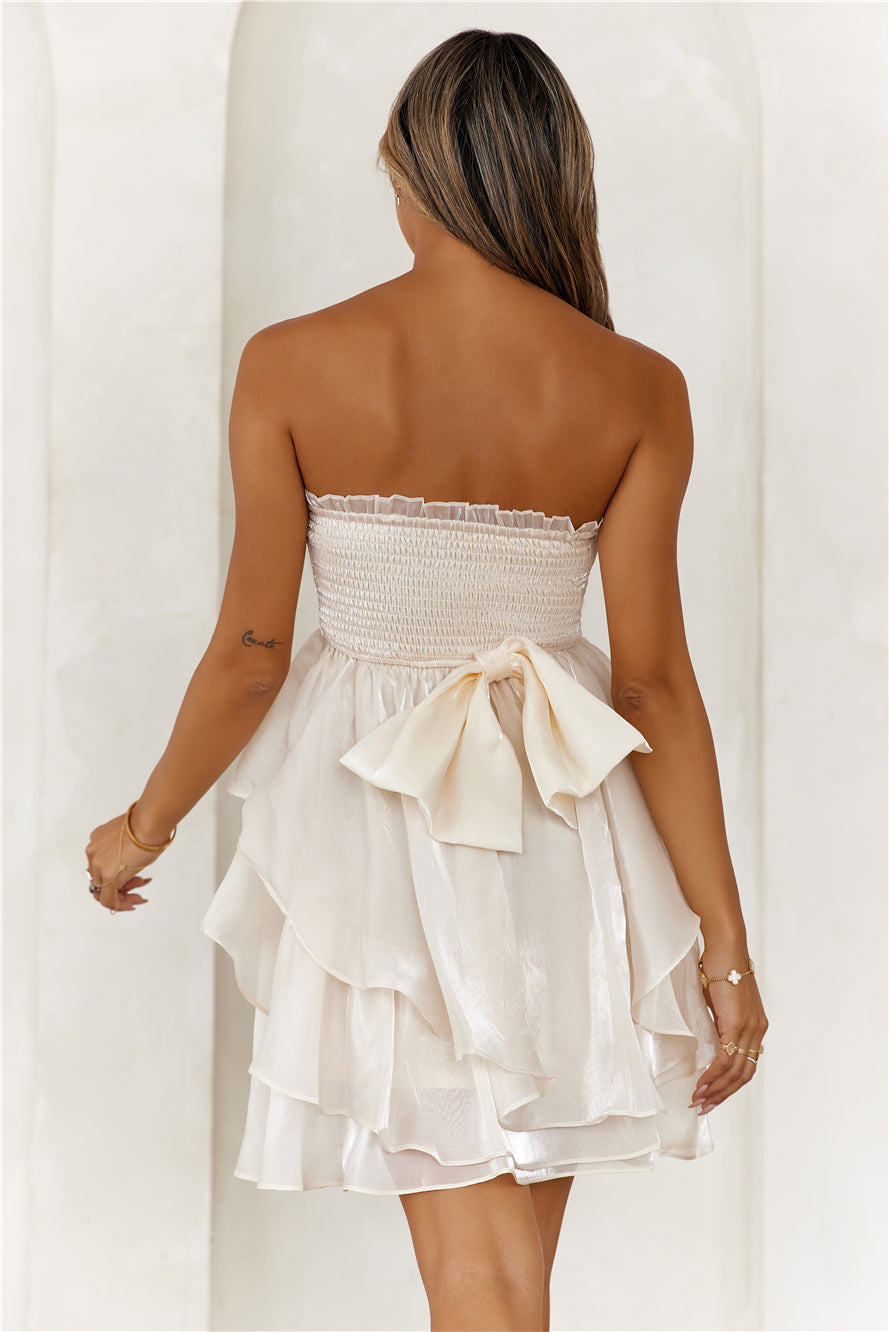 Masquerade Ball Strapless Mini Dress Ivory