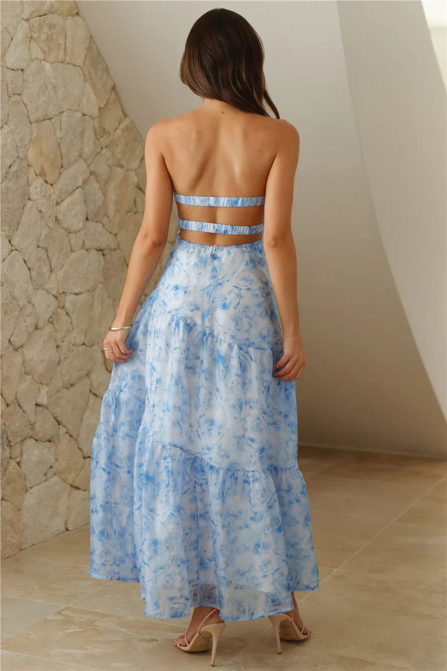 Her Best Version Strapless Maxi Dress Blue