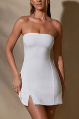 Bandeau Neckline Mini Dress in White