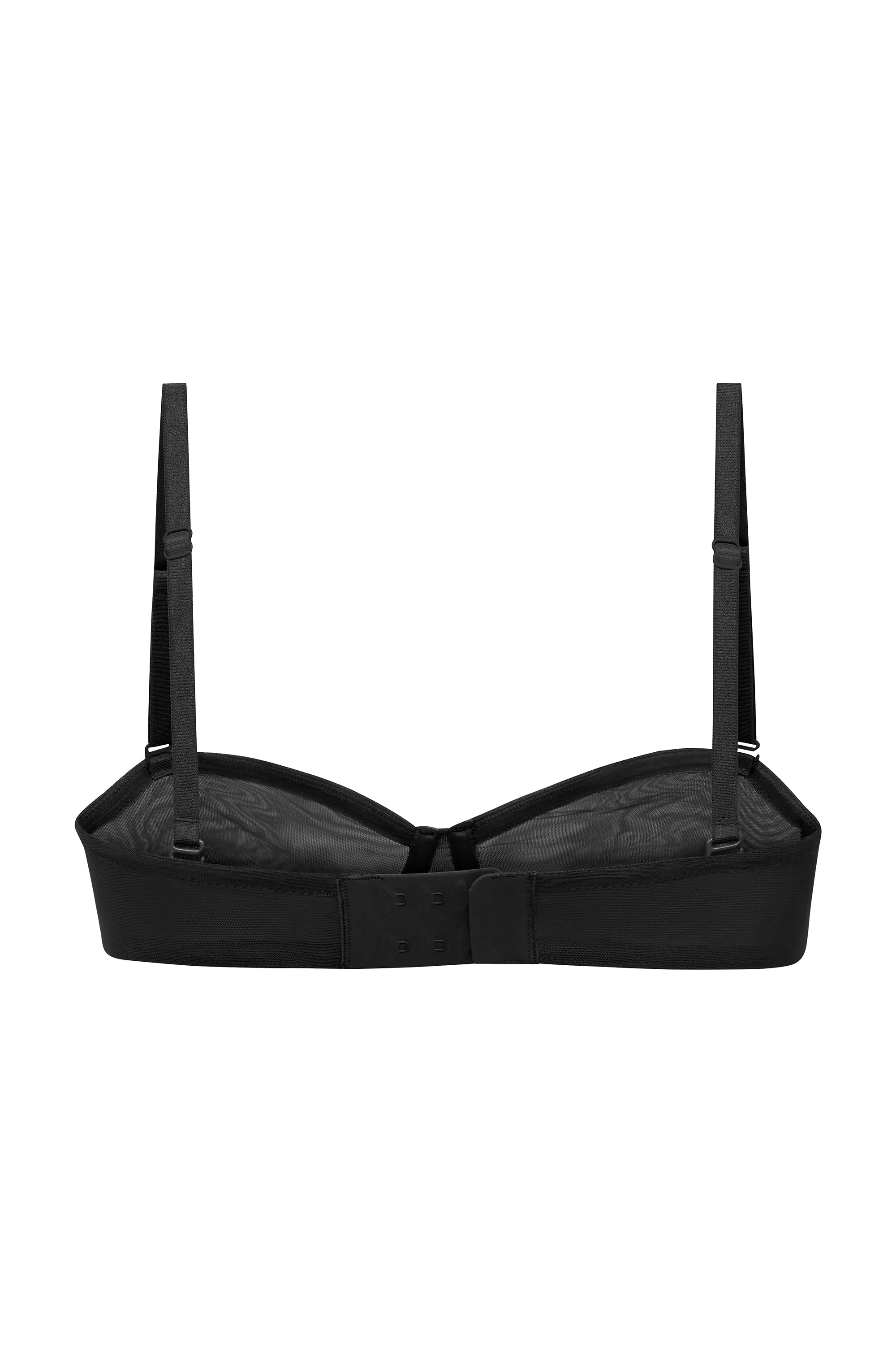 Reggiseno senza spalline in morbida rete in nero