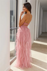 In Her Fairytale Tulle Strapless Maxi Dress Pink