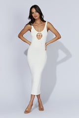 Nola Cut Out Knit Midi Dress - Off White