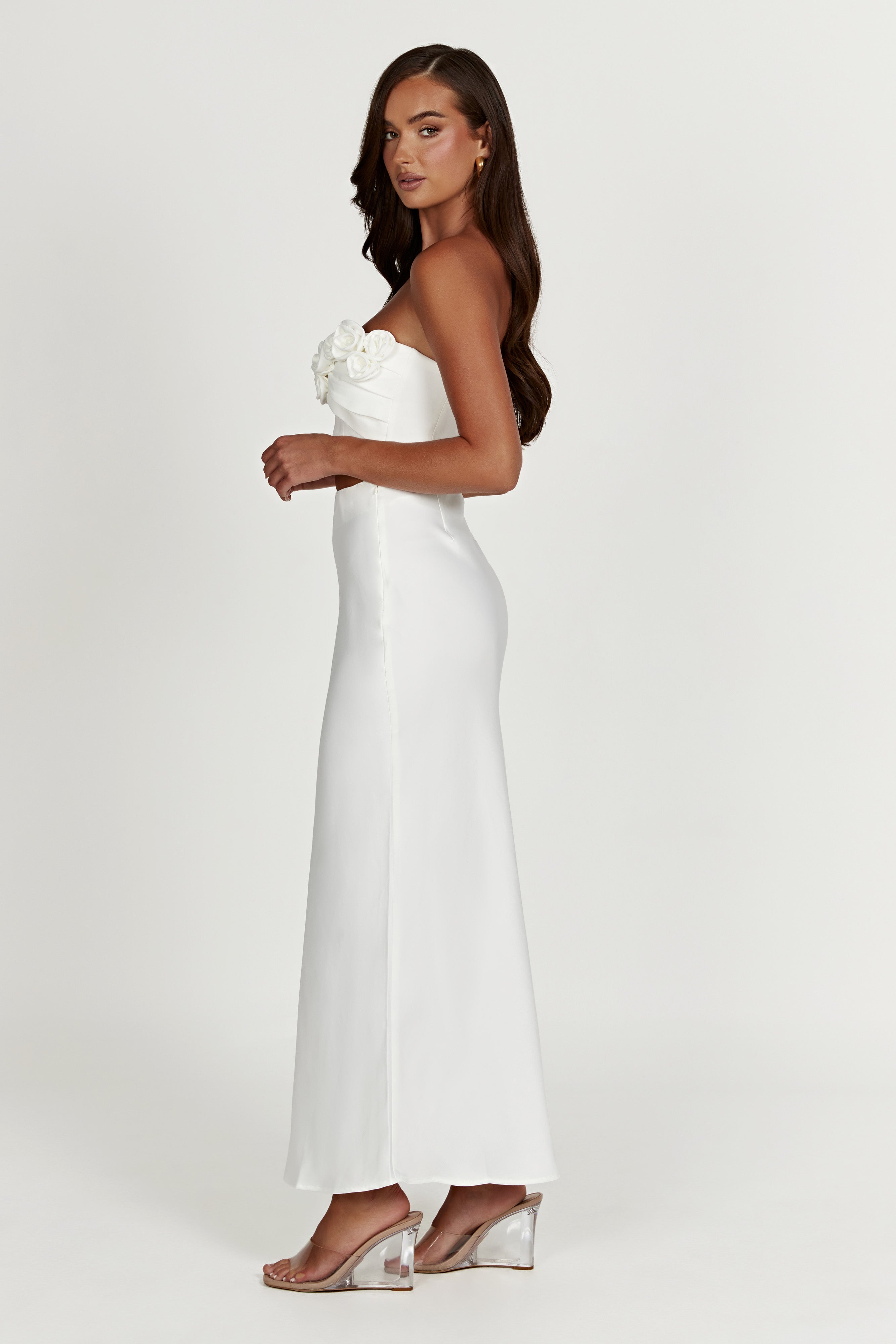 Missy Maxi Satin Skirt - White