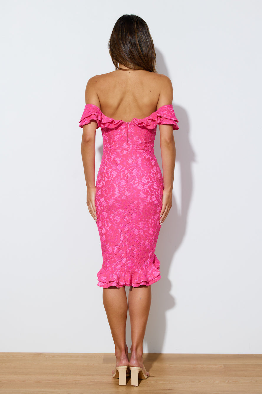 No Problems Midi Dress Hot Pink