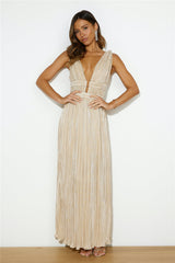 Plisse Magic Maxi Dress Beige