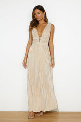 Plisse Magic Maxi Dress Beige