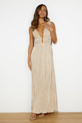 Plisse Magic Maxi Dress Beige