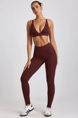 Gerippte Modal-Leggings mit hoher Taille in Espresso