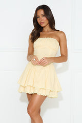 On Some Nights Strapless Mini Dress Yellow