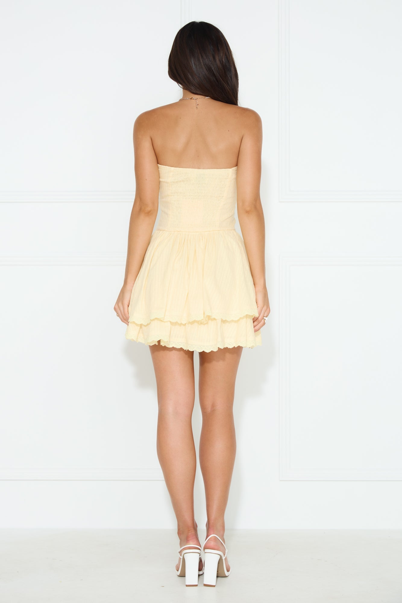 On Some Nights Strapless Mini Dress Yellow