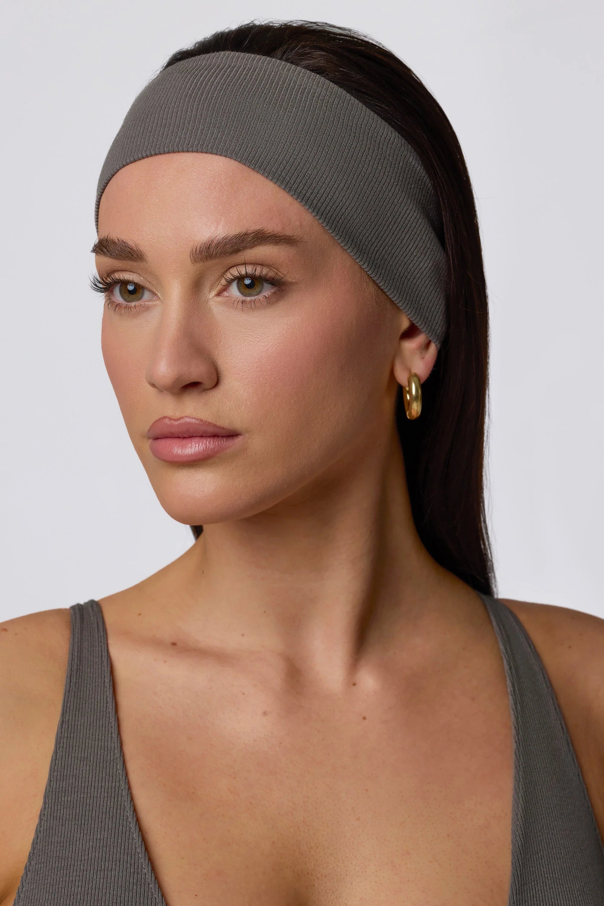 Ribbed Modal Headband in Grey