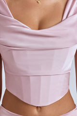 Corsetto con cappuccio drappeggiato in blush